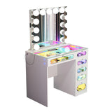 6 Glass Fronted Drawers Priscilla Vanity Desk with Marilyn Vanity Mirror
