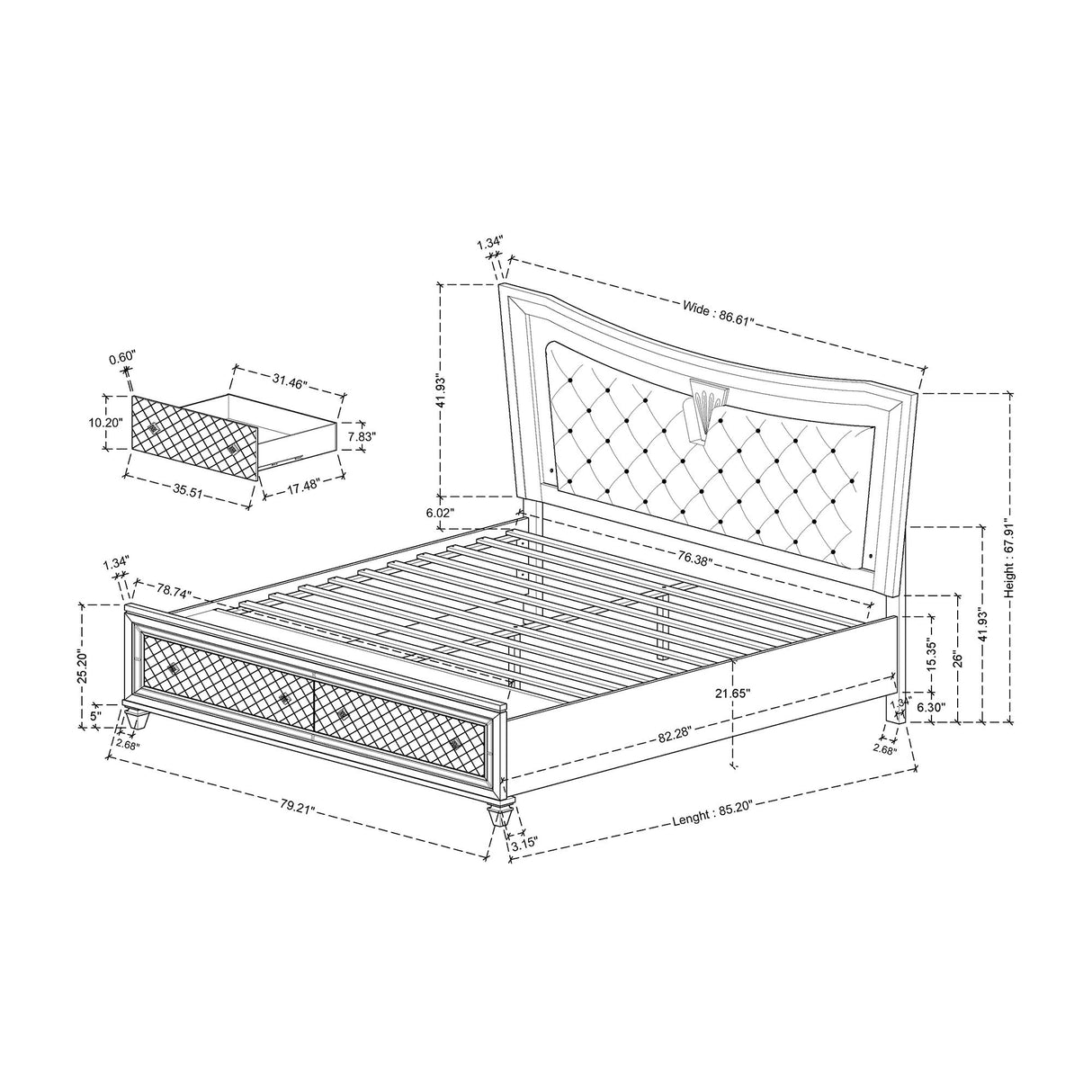 Cross - Elegant Design Bed With LED