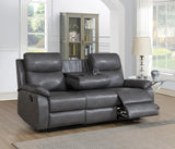U185 - Motion Sofa With Drop Down Table - Gray