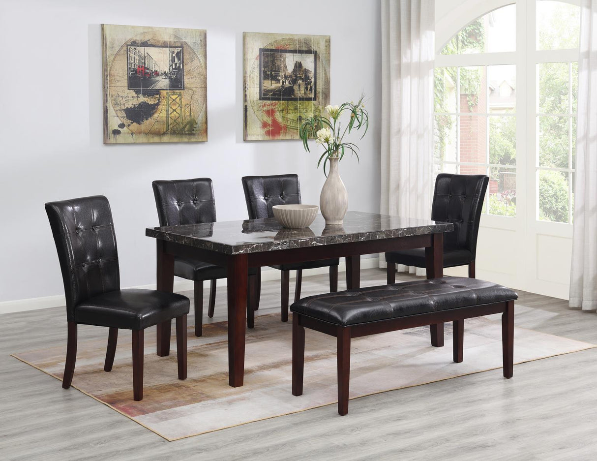 D128 - Marble Dining Table - Dark Brown