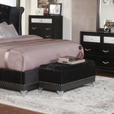 Barzini - Velvet Upholstered Tufted Storage Bench - Black