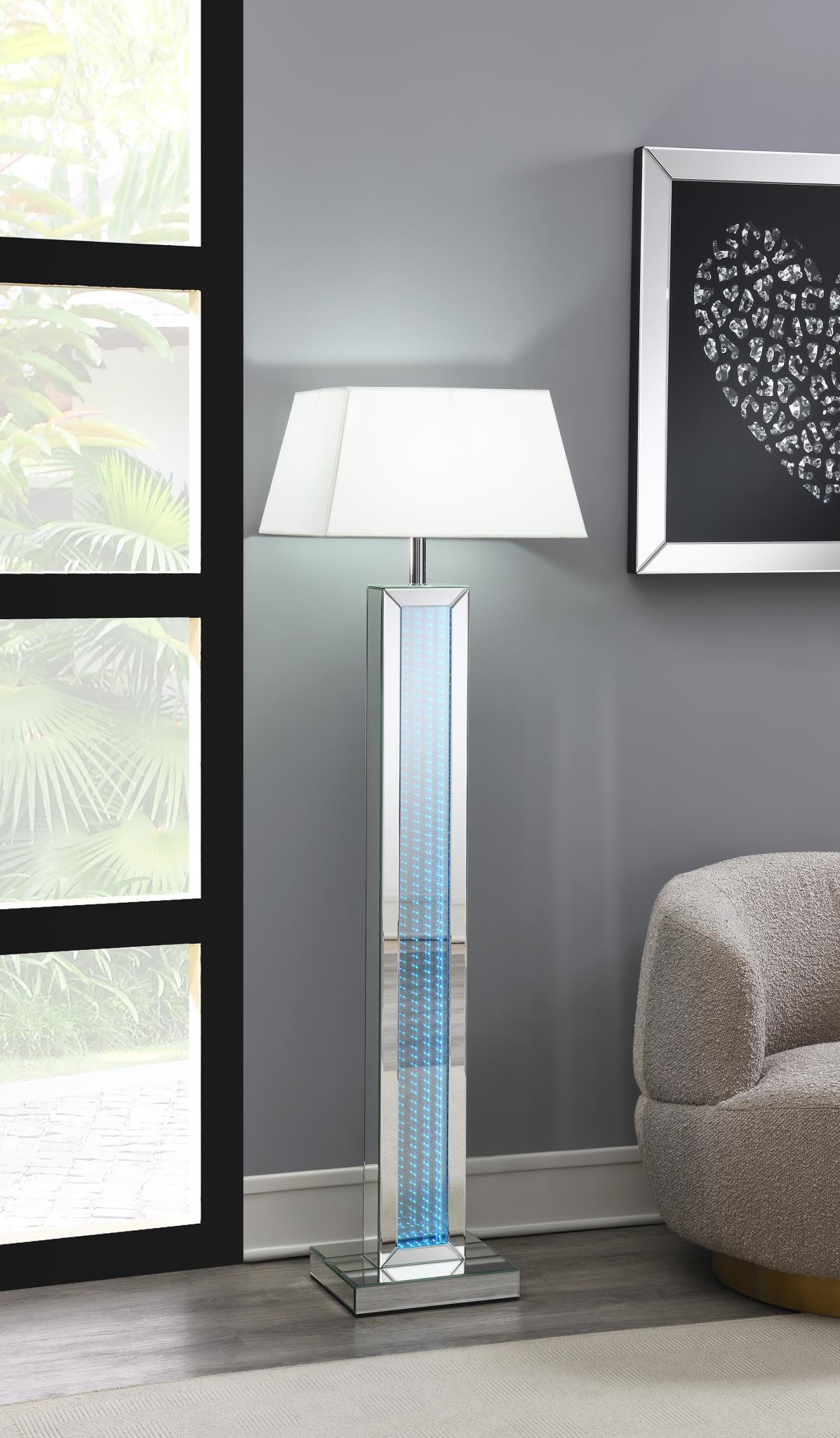 A1010 - LED Floor Lamp (Sold With Lamp Shade A1000-B) - Pearl Silver