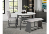 D8192 - 4 Piece Set (Triangle Bar Table, Two Bar Stools And Bench) - Light Gray