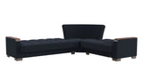 Ottomanson Armada X - Upholstered Convertible Wood Trimmed Sectional With Storage - Polyester