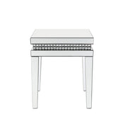 Lotus - 20" End Table - Mirrored & Faux Ice Cube Crystals
