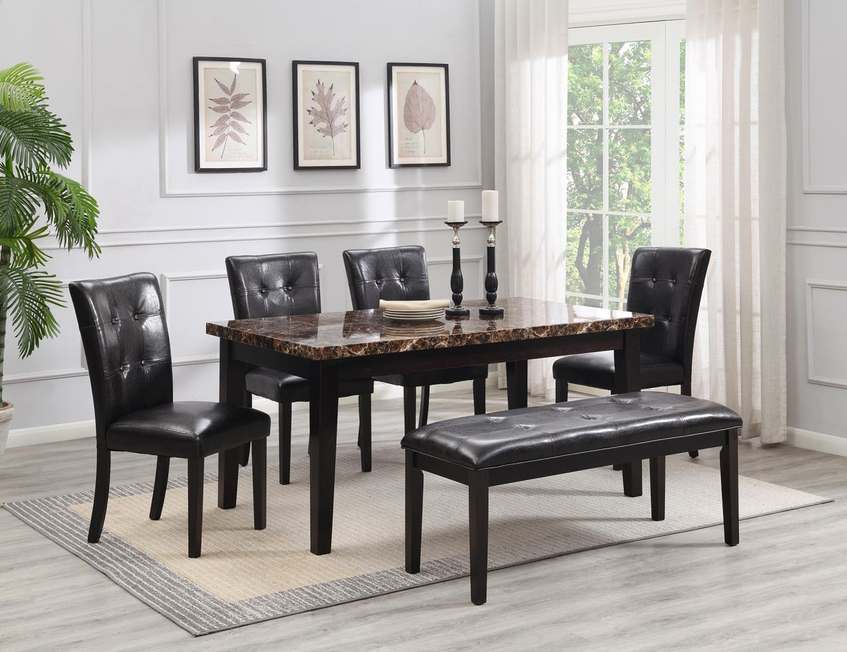 D150 - Faux Marble Dining Table - Brown