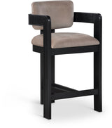 Sacha - Velvet Stool With Black Base