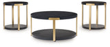 Shylore - Occasional Table Set (Set of 3) - Black / Brass Finish