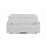 Blanche - Console Reclining Loveseat With LED Lights, Pillow Top Arms, Manual Recline, 2 Cupholders - White
