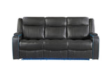 UM2768 - Power Reclining Sofa With Power Headrest, LED Lights, LED Welt Storage Arms, LED Cupholders And USB A/C - Charcoal