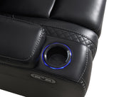U92 - LED Power Reclining With Power Headrest, And Drop Down Table Sofa - Black