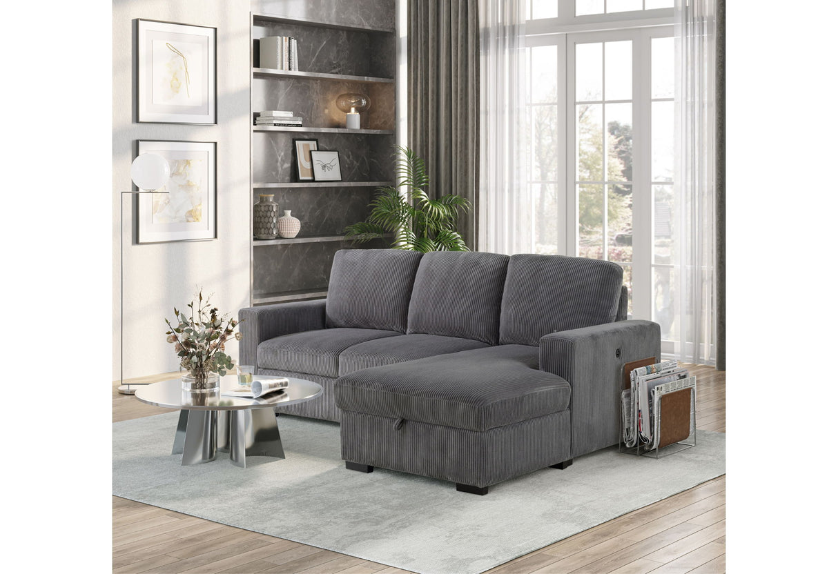 U2660 - L Shape Sectional Without Pull Out Sofa Bed - Gray