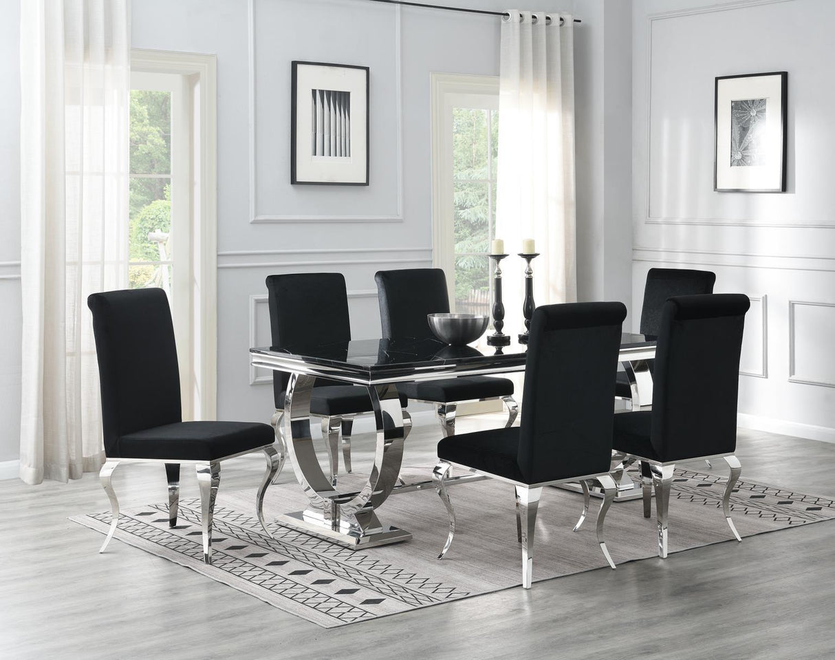G-082-T-BLACK - Marble Dining Table - Black