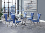 Azriel - Dining Table With Pedestal Base - Clear Glass & Mirrored Silver