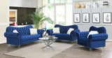 U218 - Loveseat With Two Fur Pillows & Acrylic Legs - White - Blue