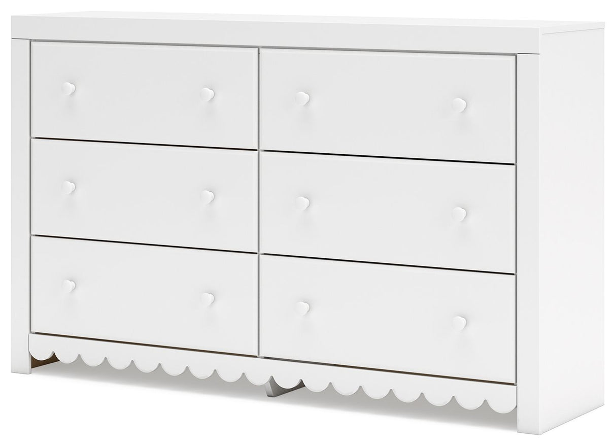 Mollviney - White - Six Drawer Dresser