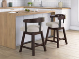 Haddigan - Upholstered Swivel Barstool (Set of 2) - Dark Brown