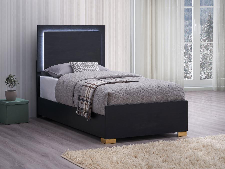 Marceline - Wood LED Panel Bed