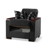 Ottomanson Armada X - Upholstered Convertible Wood Trimmed Armchair With Storage