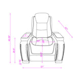 Power Recliner With Power Headrest And LED Bookshelf Arms, USB Charging - Grey