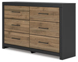 Vertani - Black / Honey Brown - Six Drawer Dresser