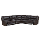 Saul - Power Motion Sectional Sofa - Espresso Leather-Aire