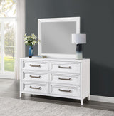 Marielle - 6-Drawer Dresser With Mirror - Distressed White