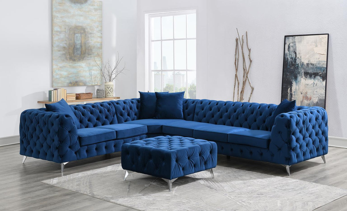 U295 - Dark Velvet 3 Piece Sectional - Blue