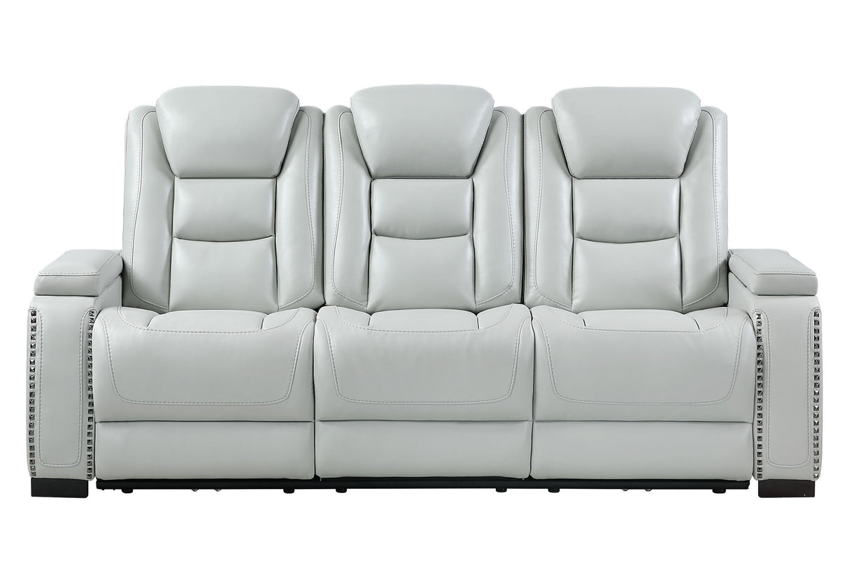 U8609 - Power Reclining Sofa With Power Headrest, USB, LED And Bookshelf Arm - Gray