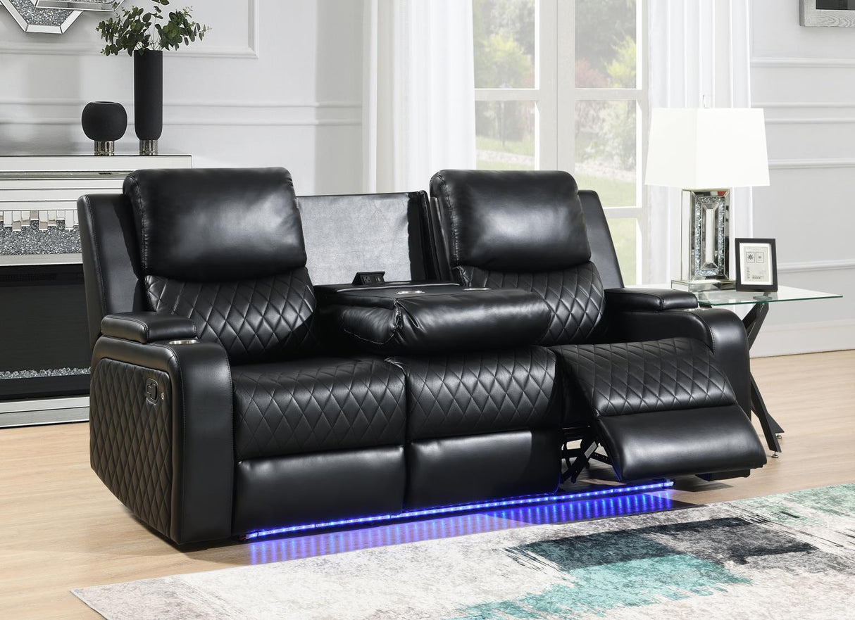 U126 - LED Motion Sofa With Dropdown Table - Black