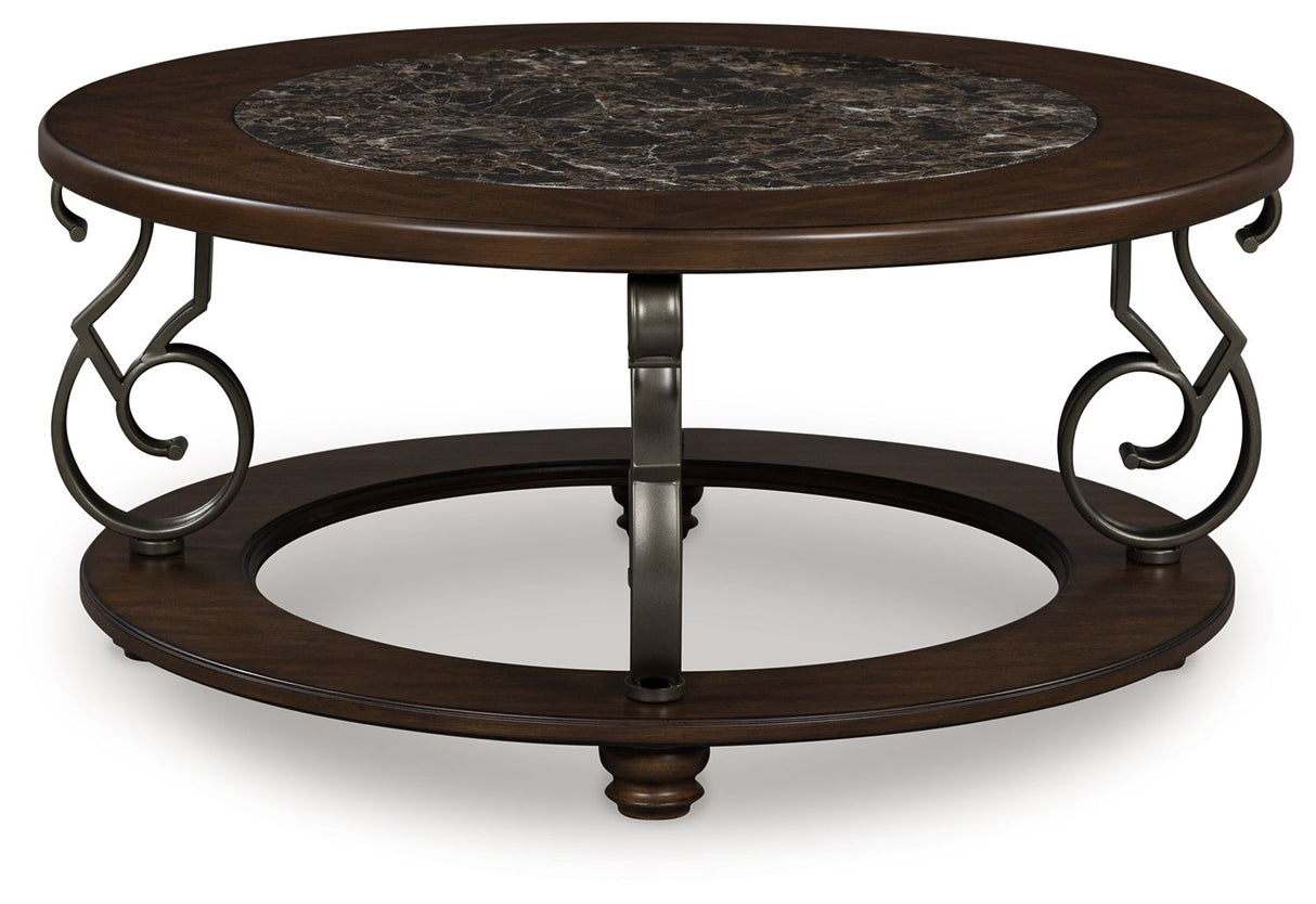 Frallyn - Round Cocktail Table - Dark Brown