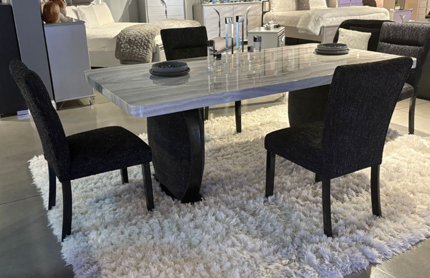 D2502 - 7 Piece Dining Room Set (Table And 6 Chairs) - Black