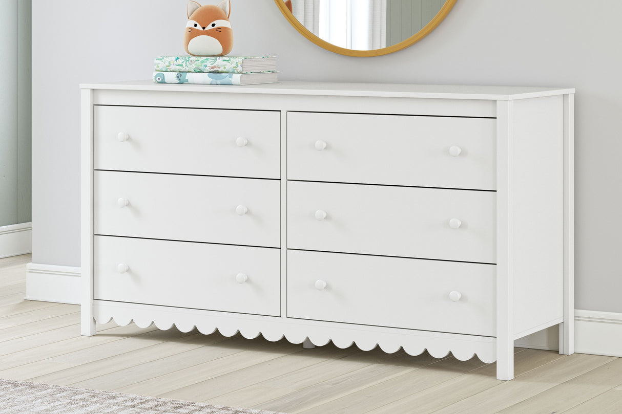 Hallityn - White - Six Drawer Dresser