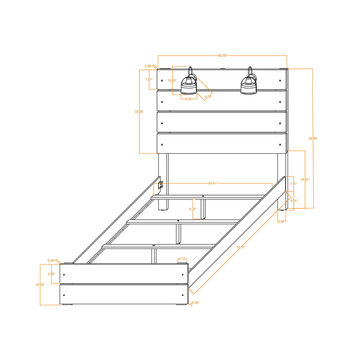 Monica - Full Bed With Panel And Slat Headboard - Dark Oak