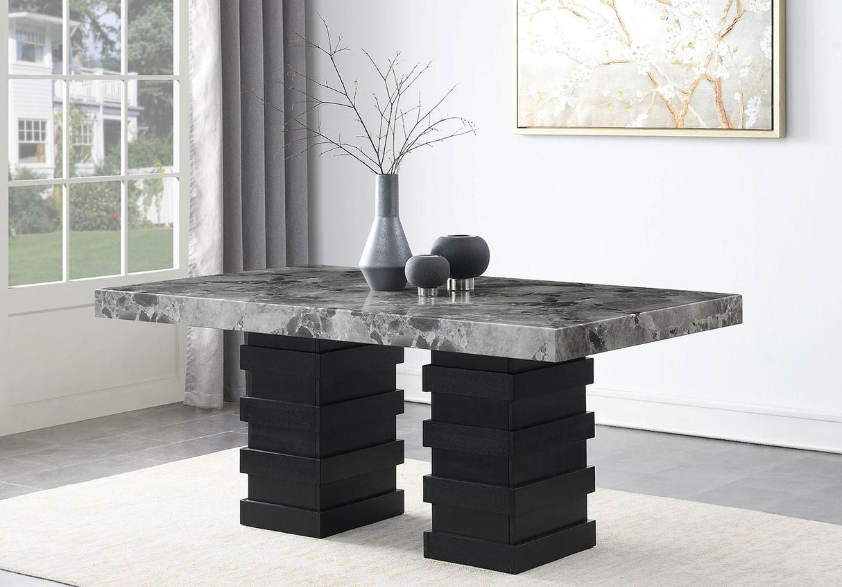 D137 - Faux Marble Dining Table - Gray