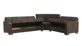 Ottomanson Armada X - Upholstered Convertible Wood Trimmed Sectional With Storage - Microfiber