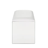 Nysa - Vanity Stool - Ivory Synthetic Leather , Mirrored & Faux Crystals