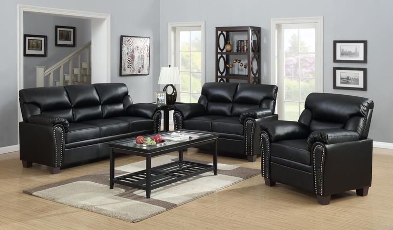 U455 - Sofa With Nailhead - Black