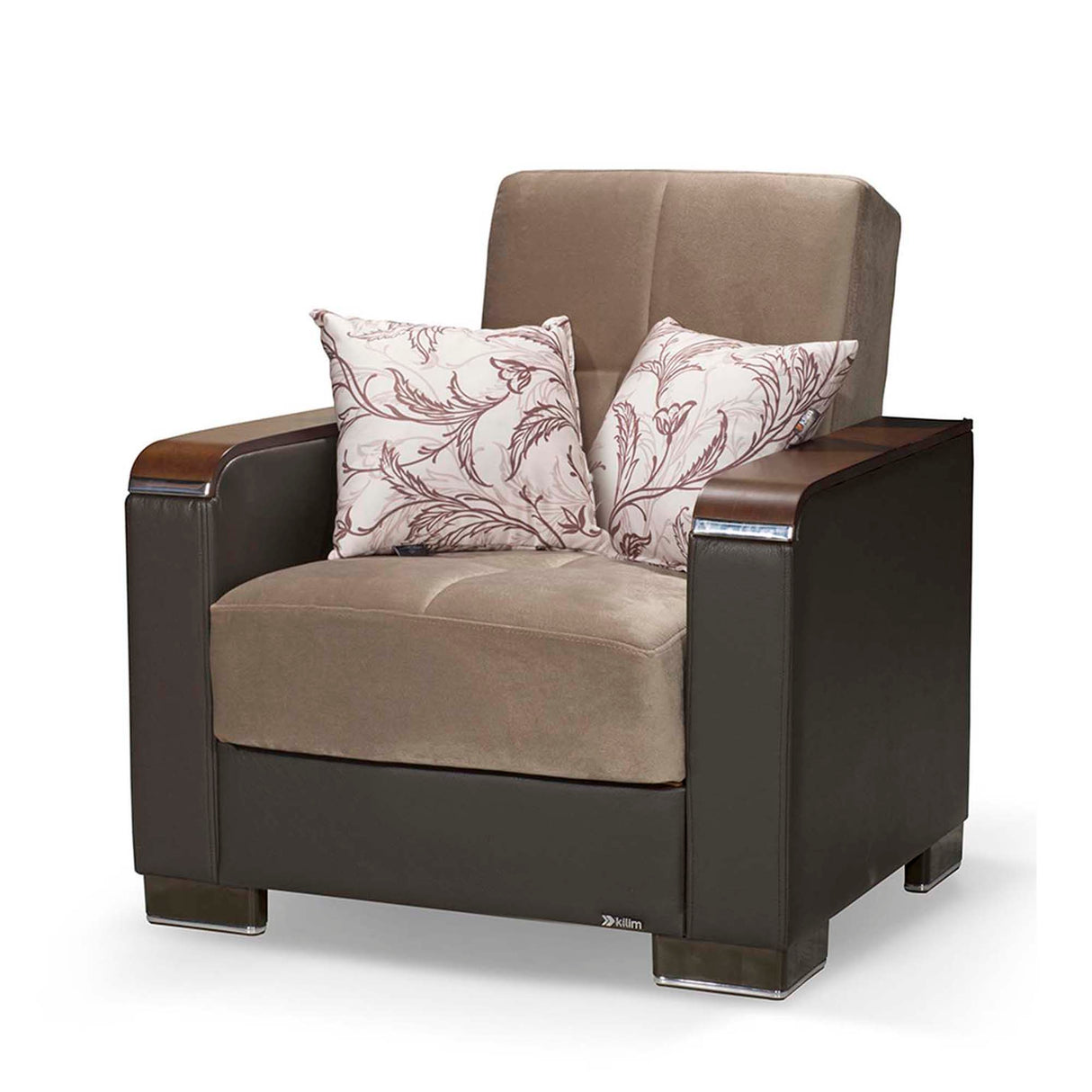 Ottomanson Armada X - Upholstered Convertible Wood Trimmed Armchair With Storage