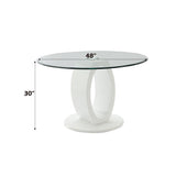 Larry - Glass Top Round Dining Table - White High Gloss
