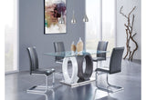 D1628 Dining Table And Four D915 Dining Chairs - Gray