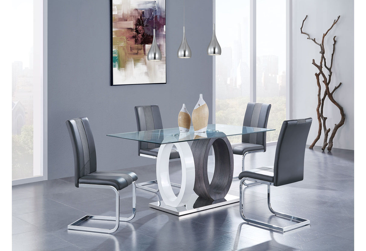 D1628 Dining Table And Four D915 Dining Chairs - Gray Ecom