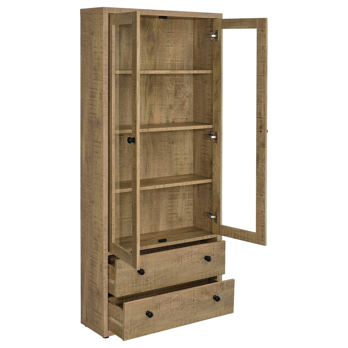 Hawthorne - 4-Shelf Glass Door Tall Cabinet With Drawers