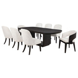 Leandro - 9 Piece Rectangular Dining Table Set - Cream / Burnished Black