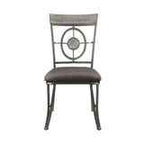 Landis - Side Chair (Set of 2) - Brown Fabric & Gunmetal