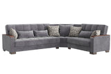 Ottomanson Armada X - Upholstered Convertible Wood Trimmed Sectional With Storage - Microfiber