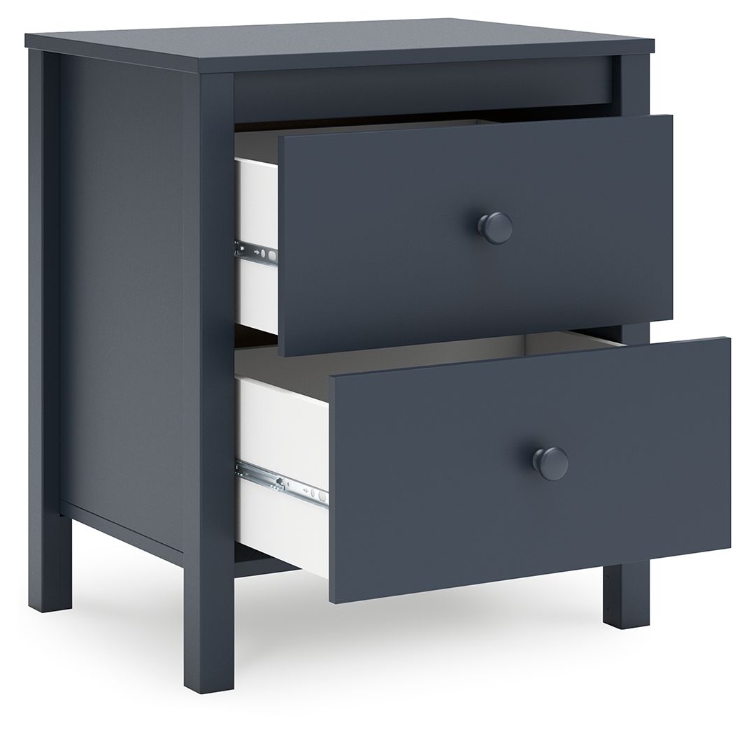 Simmenfort - Navy Blue - Two Drawer Night Stand