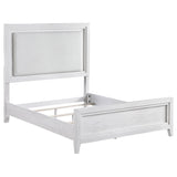Marielle - Queen Headboard LED Panel Bed - Distressed White