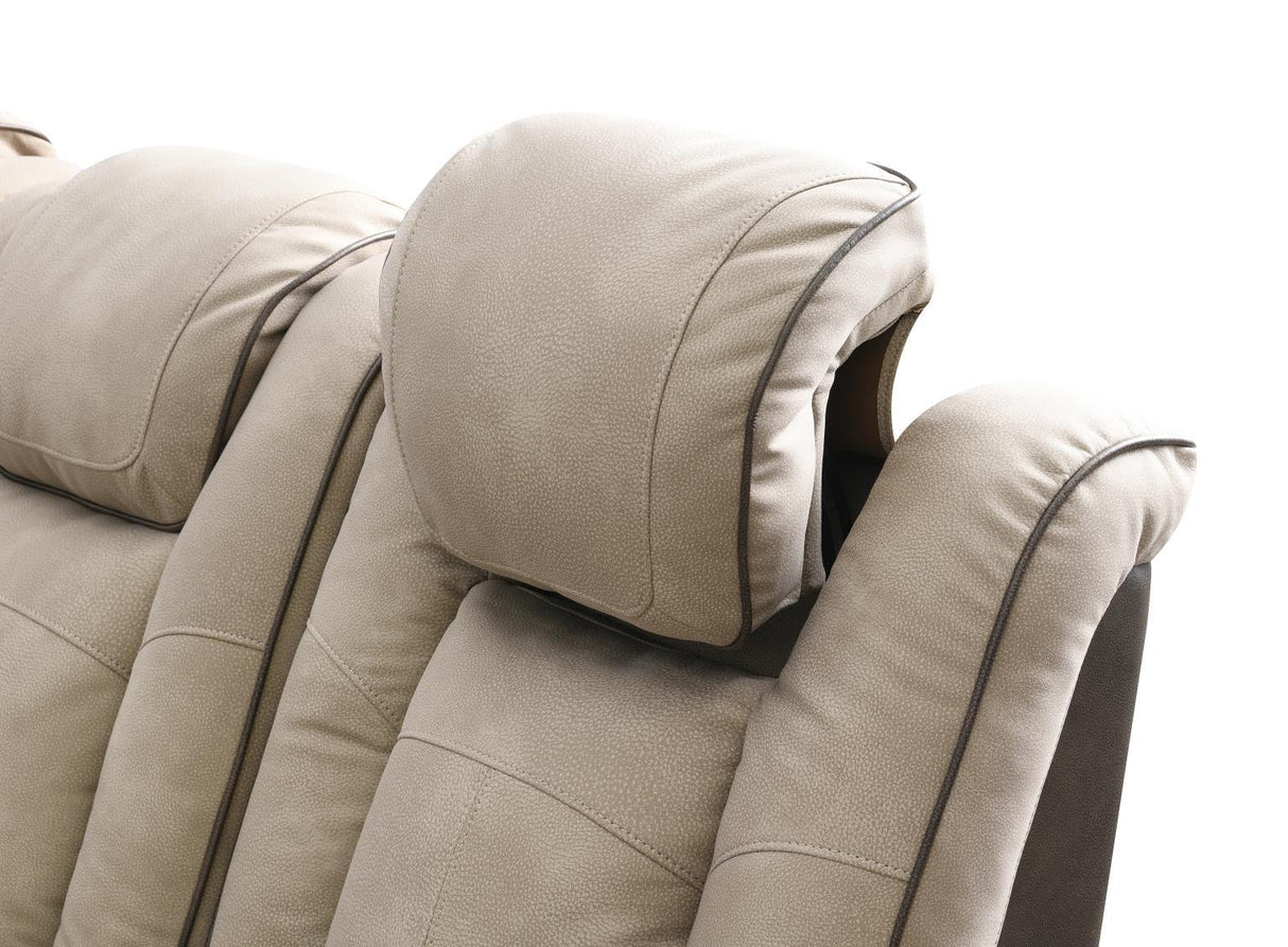 U78 - Power Reclining Sofa With Power Headrest, Reading Light, Magzine Pocket, Storage Arms / USB And Wireles Charger - Sand / Brown