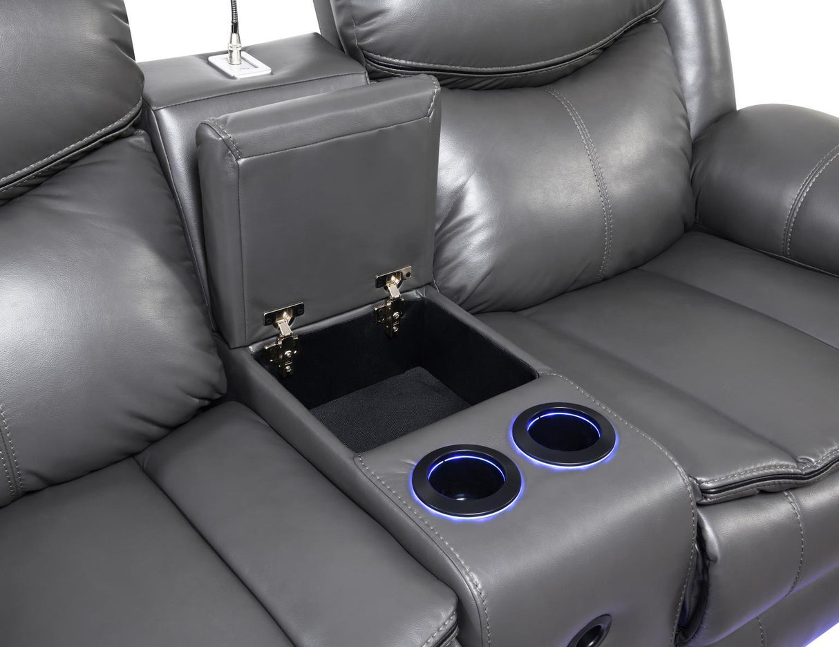 U101 - Power Reclining Loveseat With LED Light & Speaker - Gray